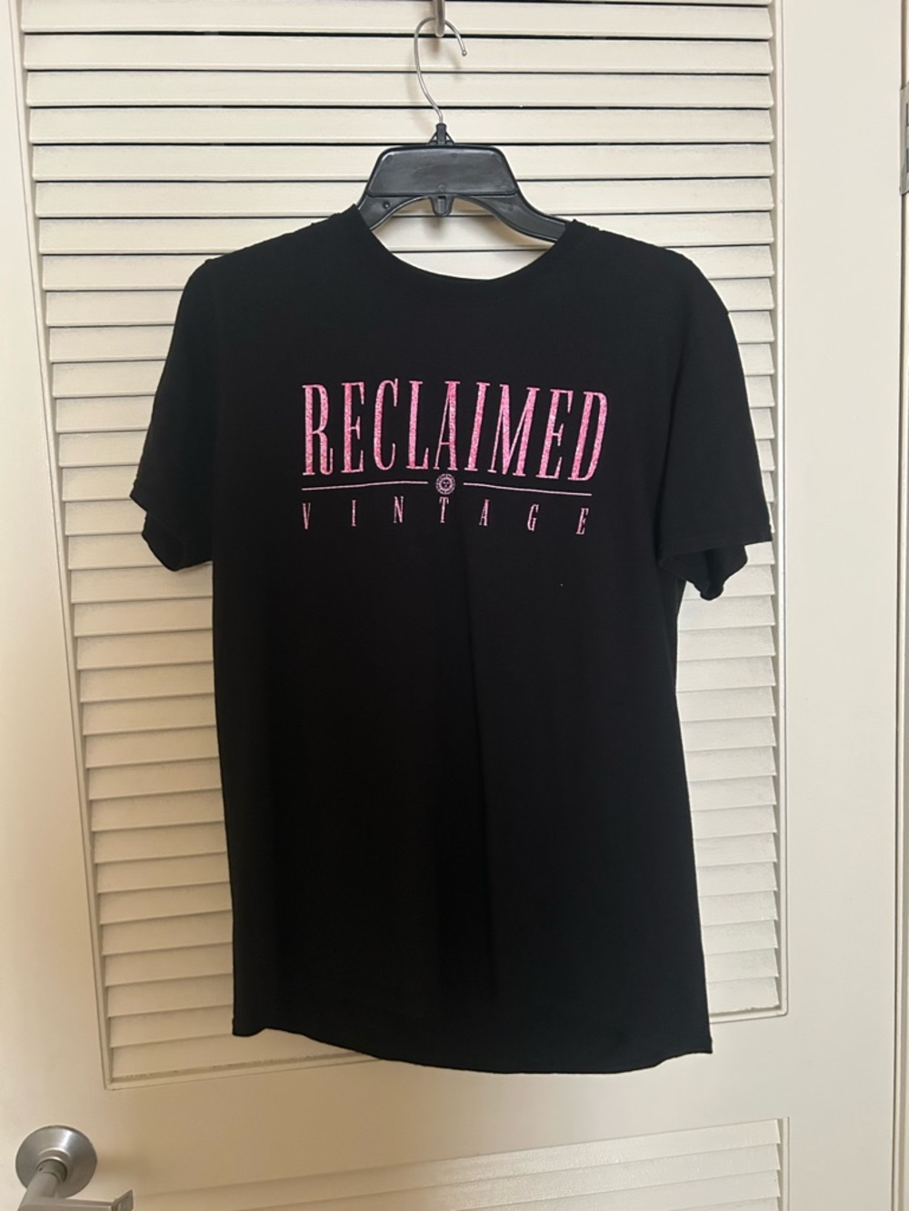 Reclaimed Vintage Black Tee with Pink Logo